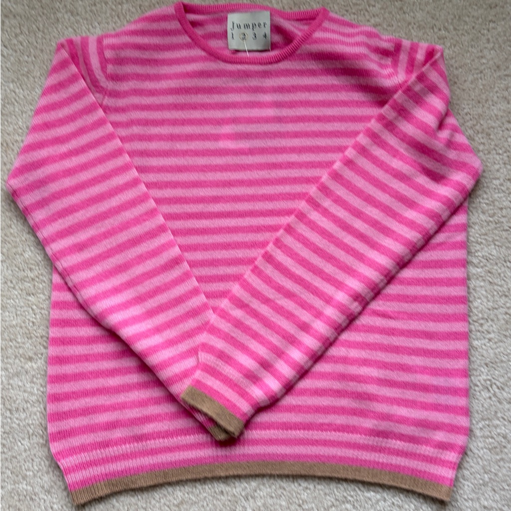 Jumper 1234 Pink Striped Women's Cashmere Sweater